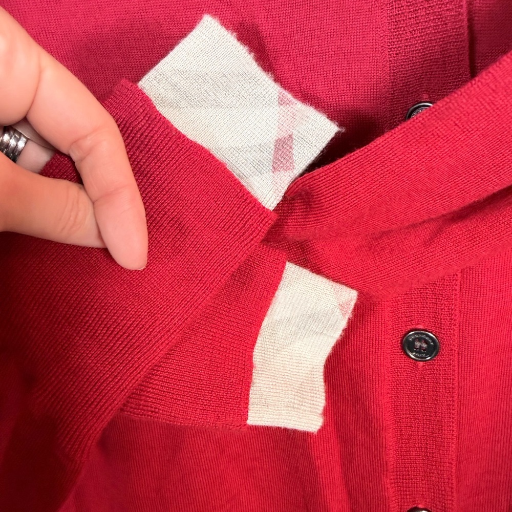 Burberry Brit Red Button-Up Cardigan Size Large - Picture 7 of 7